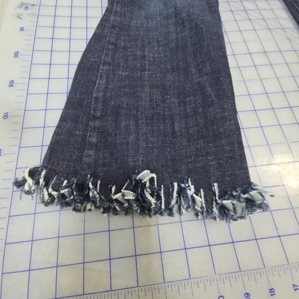 Rock & Republic Dark Blue Flare Jeans with Frayed Hem